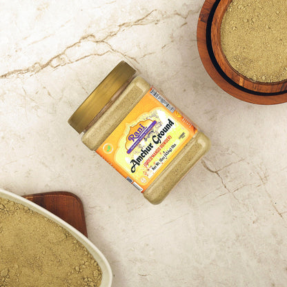Rani Amchur (Mango) Ground Powder Spice 16oz (1lb) 454g PET Jar ~ All Natural, Indian Origin | No Color | Gluten Friendly | Vegan | NON-GMO | Kosher | No Salt or fillers