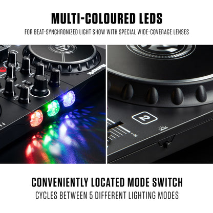 Numark Party Mix DJ Controller with Lights, 2 Decks, Mixer, Audio Interface and (Serato Lite)