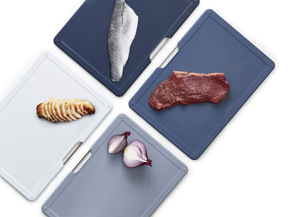 Joseph Joseph Folio 4-Piece Colour coded Cutting Board Set, Slimline case for organized Kitchen storage, Graphite