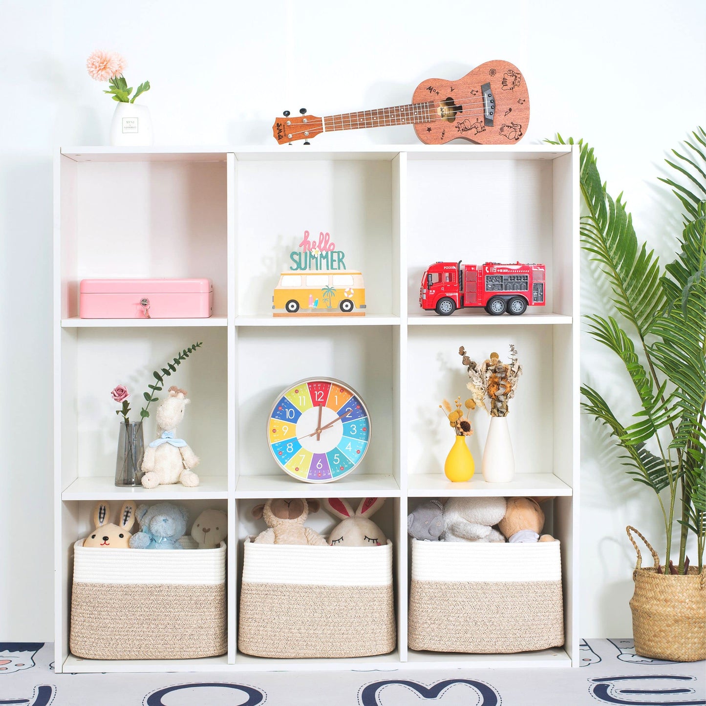 MINTWOOD Design 3-Pack Storage Baskets for Shelves, Playroom and Classroom Basket, Book Decorative Cube Bins, Woven Closet Organizers, Baby Nursery Baskets, Light Brown