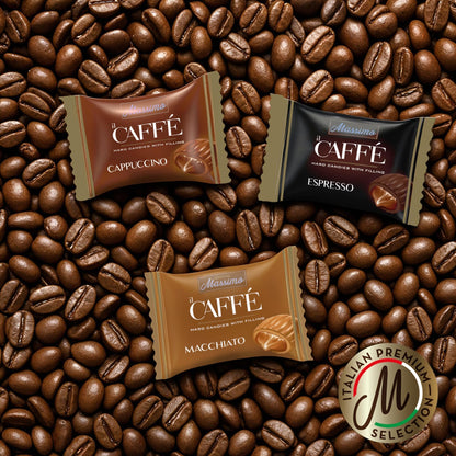 Maestro Massimo Center Filled Hard Pocket Coffee Candy, 3mg Caffeine per Candy, Individually Wrapped, Macchiato, Espresso, Cappuccino Flavored, 2.2 Pound Bulk Bag - Pack of 1