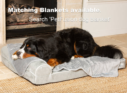 PetFusion BetterLounge Orthopedic Dog Bed | Solid CertiPUR-US Memory Foam, Waterproof liner | Medium / Large & XL | Removable Micro-Suede Cover Available Separately, 1 YR Warr,Grey