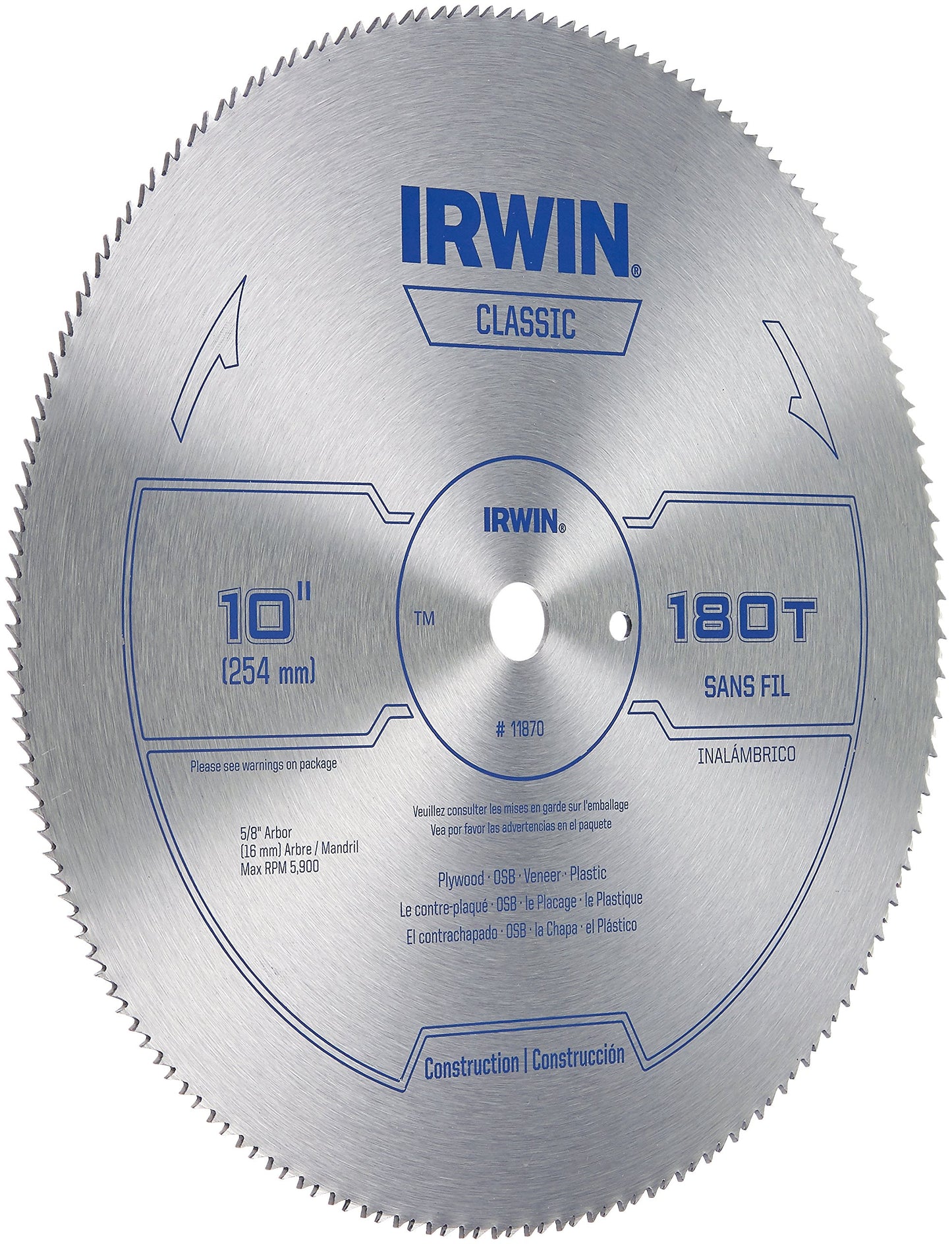 Irwin Tools IRWIN 10-Inch Miter Saw Blade, Classic Series, Steel Table (11870)