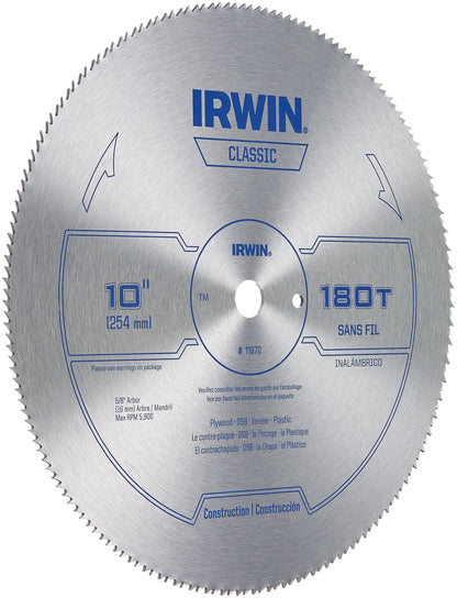 Irwin Tools IRWIN 10-Inch Miter Saw Blade, Classic Series, Steel Table (11870)