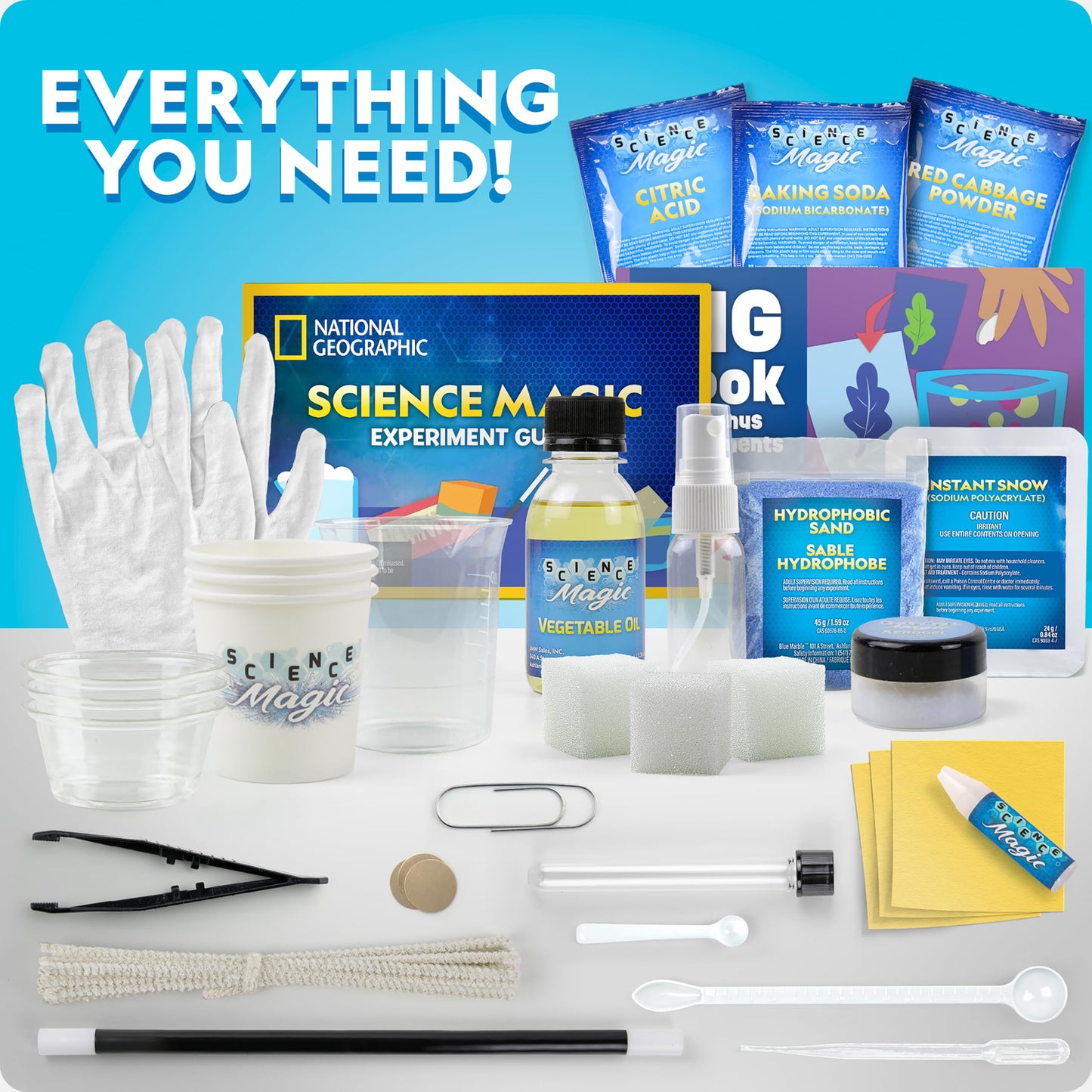 NATIONAL GEOGRAPHIC Science Magic Kit – Science Kit for Kids with 100+ Unique Experiments and Magic Tricks, Chemistry Set and STEM Project, A Great Gift for Boys and Girls (Amazon Exclusive)