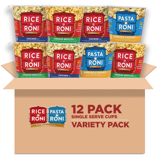 Rice-A-Roni Cups Individual Cup, 3-Flavor Variety Pack, 2.25 Oz (Pack of 12)