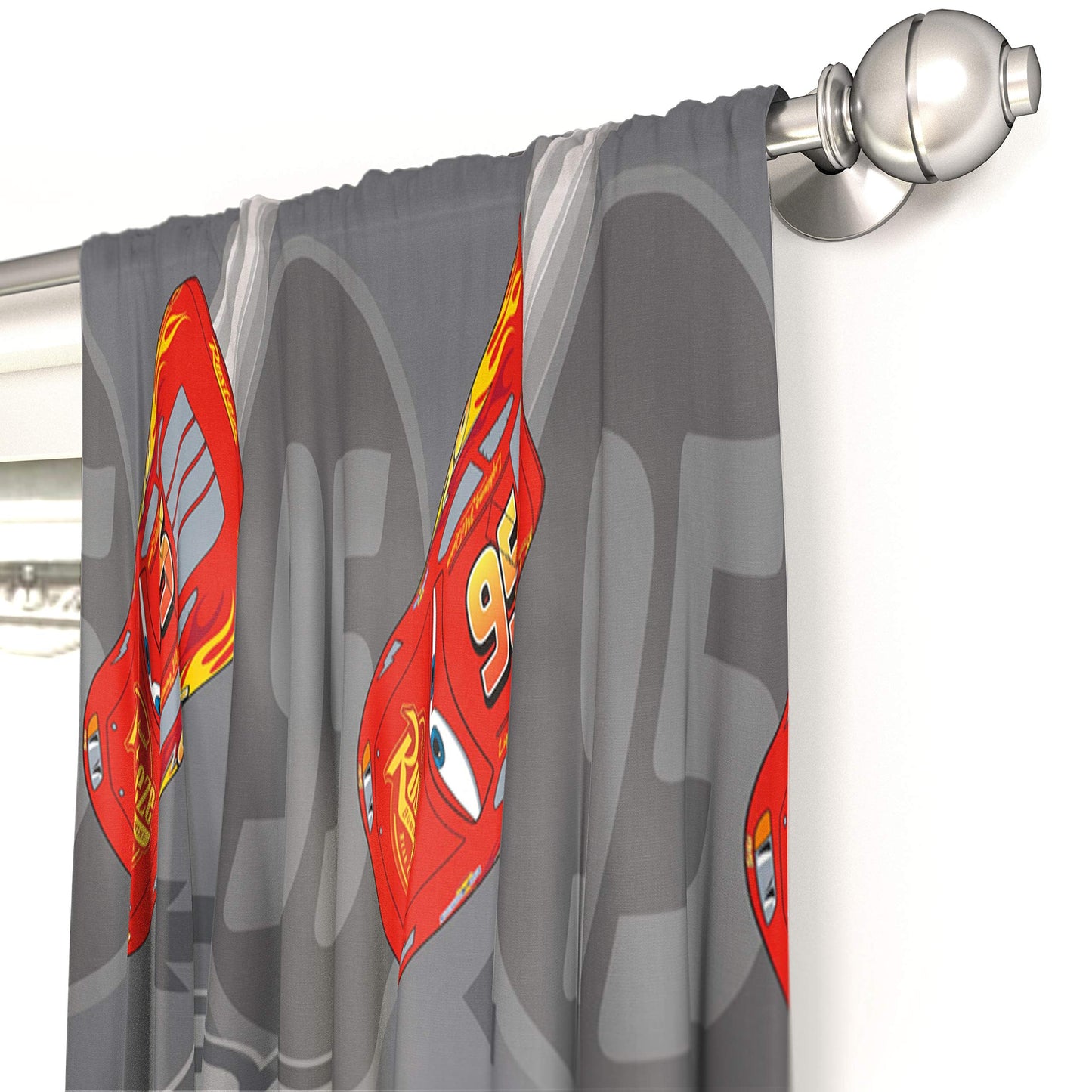 Jay Franco Disney Pixar Cars Lighnting Speed 84" Inch Drapes - Beautiful Room Décor & Easy Set Up, Bedding Features Lightning McQueen - Curtains Include 2 Tiebacks, 4 Piece Set