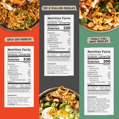 Momofuku Ramen Noodle Variety Pack by David Chang, 15 Meals (Pack of 3) Air-Dried Vegan Instant Noodles with Sauce