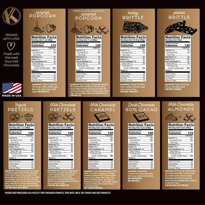 KREMERY Creamy Chocolate Cravings - Chocolate Covered Pretzels & Caramel Popcorn Gift Basket, in Seagrass Tray + Ribbon (Premium, 2.5 lbs) Food Arrangement, Food Assortments USA Made