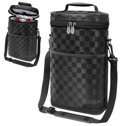 opux 2 Bottle Wine Carrier Tote, Insulated Leakproof Wine Cooler Bag, Wine Travel Bag Tote for Picnic BYOB Beach, Portable Wine Bottle Carrying Case, Gift for Wine Lover Women Men Christmas