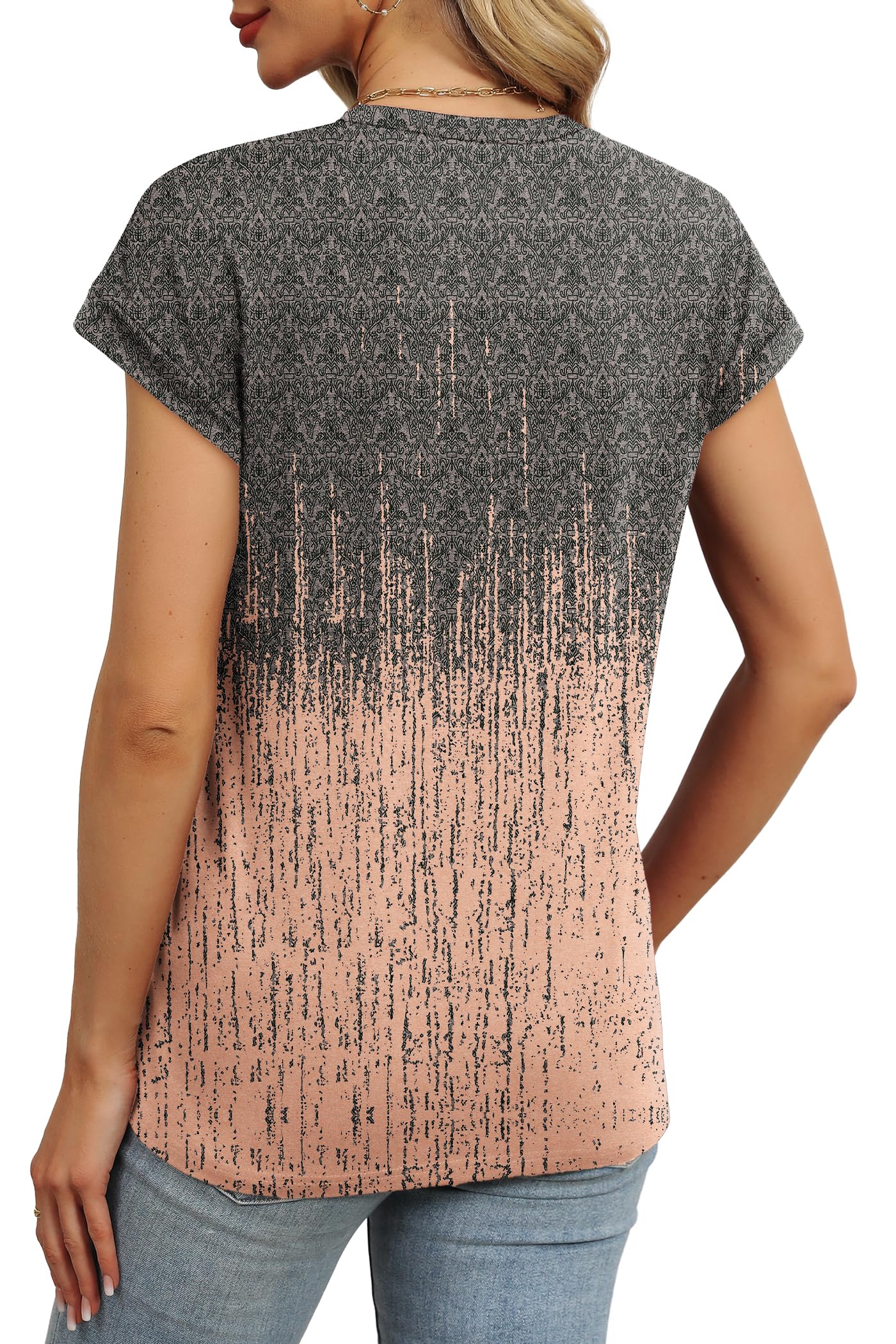 Alaroo Tshirts Shirts for Women Crew Neck Short Sleeve Tops Trendy Tunic Blouses Print 16 M