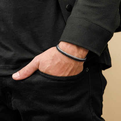 Galis Mens Bracelet - 7" Stainless Steel for Men, Non Tarnish Silver Plated Rope Chain Bracelets with Lobster Claw Clasp, To My Man Bracelets, Stylish Gifts for Dad, Husband, Boyfriend