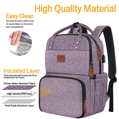 MATEIN Laptop Backpack with Lunch Box, Insulated Women Backpacks with Cooler Compartment, 15.6 inch Water Resistent Tote Food Bag with USB Charging Port for College Beach Camping Picnics Hiking