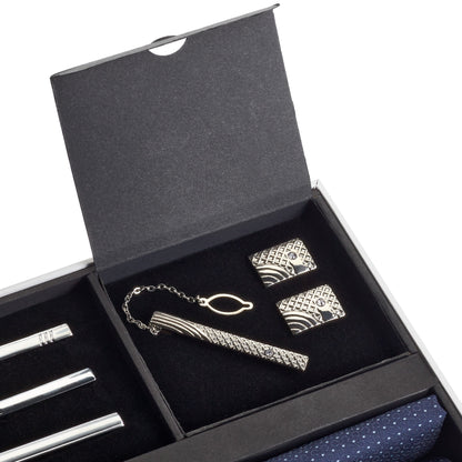 Premium Men’s Gift Tie Set Silky Necktie Pocket Squares Tie Clips Cufflinks For Men