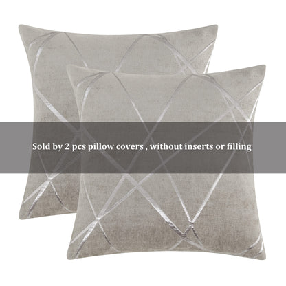 GIGIZAZA Decorative Couch Pillow Covers 22 x22,Sofa Thick Cushion Pillow Covers,Square Grey Luxury Pillows 2 Set