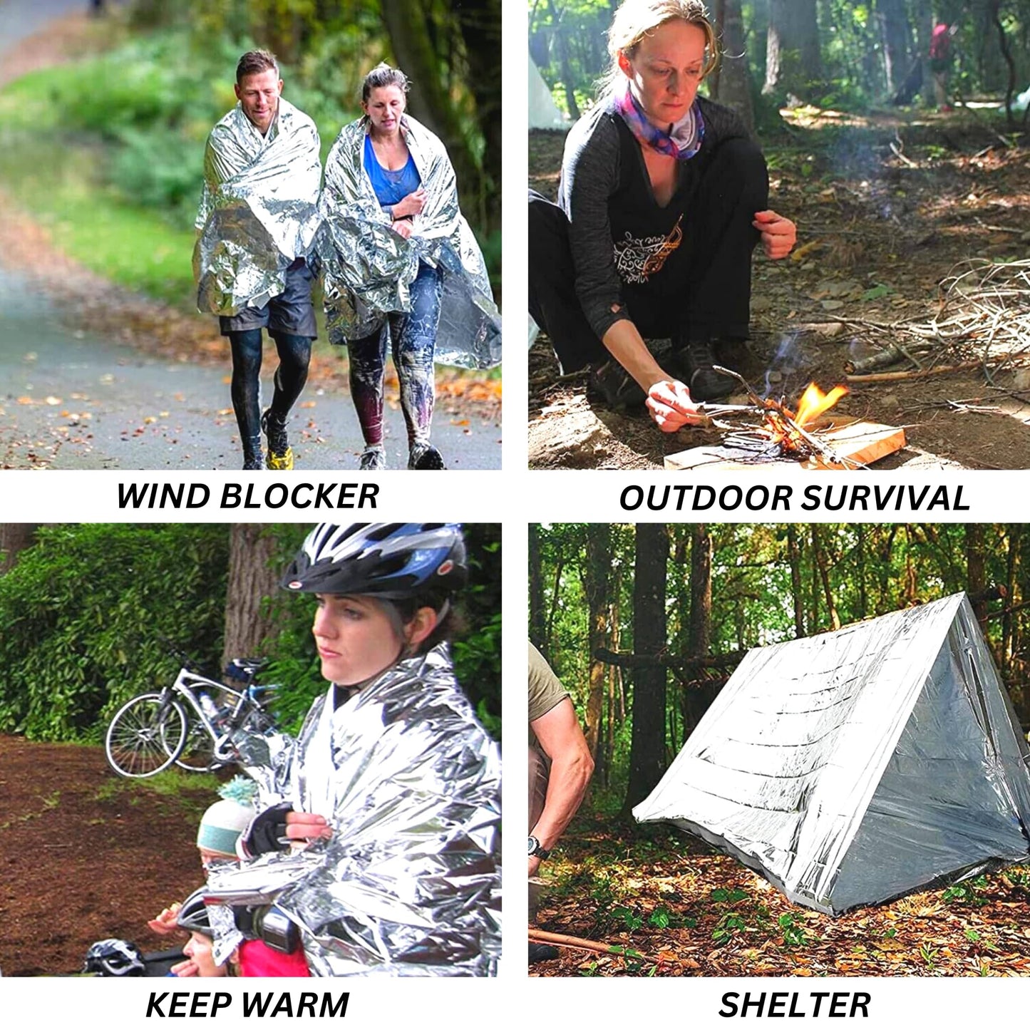 HealthyLine Thermal Foil Emergency Blankets (50 Pack) – Mylar Space Blanket for Heat Retention, Waterproof & Windproof, Lightweight Survival Gear for Outdoors, Camping, First Aid, and Sauna Use
