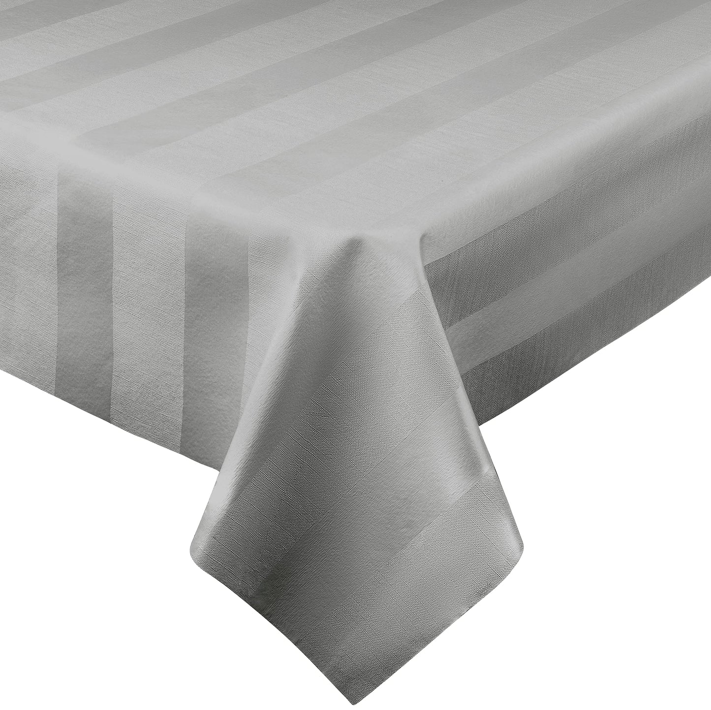 Luxury Table Protector Pad, 2 in 1 Table pad + Great Looking Tablecloth - Heat Resistant, Spill & Stain Proof - Flannel Backing (54x126, Silver - Silk Stripe)