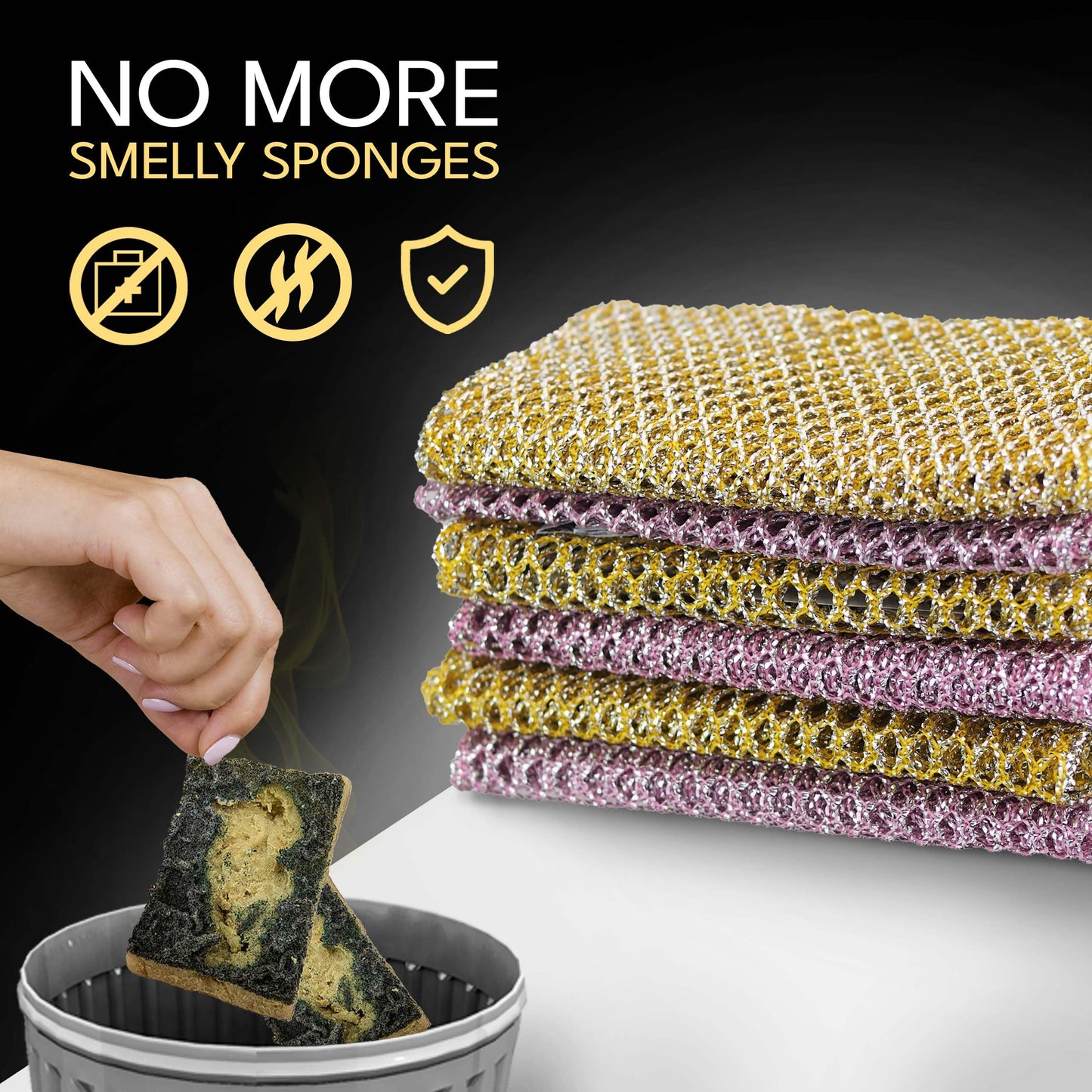 Heavy Duty Dish Scrubbers, Non-Scratch Scouring Pads - Odorless & Long Lasting Mesh Dish Cloth - Replace Sponges - Kitchen, Floor and Bathroom Usage - Made in Korea (2 Pcs)
