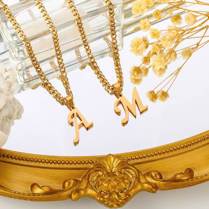 Initial Necklace for Men Boys, Gold Chains for Boys Mens Jewelry Stainless Steel Cuban Chain Letter K Pendant Necklace Anniversary Fathers Day Birthday Gifts for Men Dad Grandpa Son Boyfriend Husband