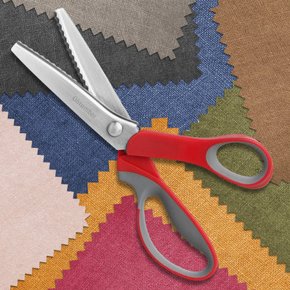 Ohtomber Pinking Shears Craft Scissors - 9" Stainless Steel Fabric Craft Scrapbook Pinking Shears Scissors for Fabric Cutting, Decorative Zig Zag Sewing Cutter with Comfort Grips
