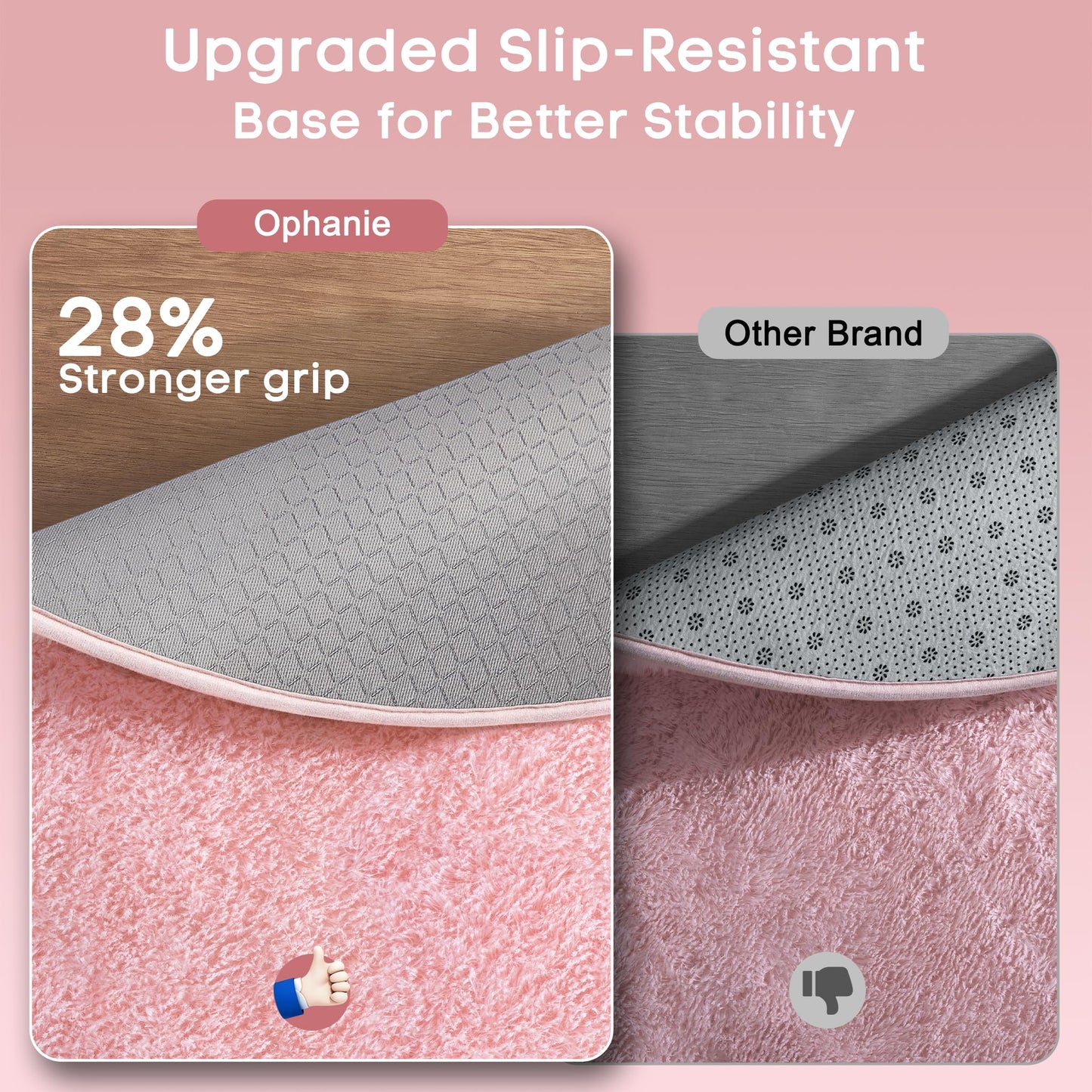 Ophanie Pink Round Rug for Bedroom Girls, Kids Fluffy Kawaii Fuzzy Furry Shag Area Rug, Cute Plush Soft Shaggy Bedside Circular Rugs 4Ft, Carpet for Teen Nursery Dorm Home Room Decor Aesthetic