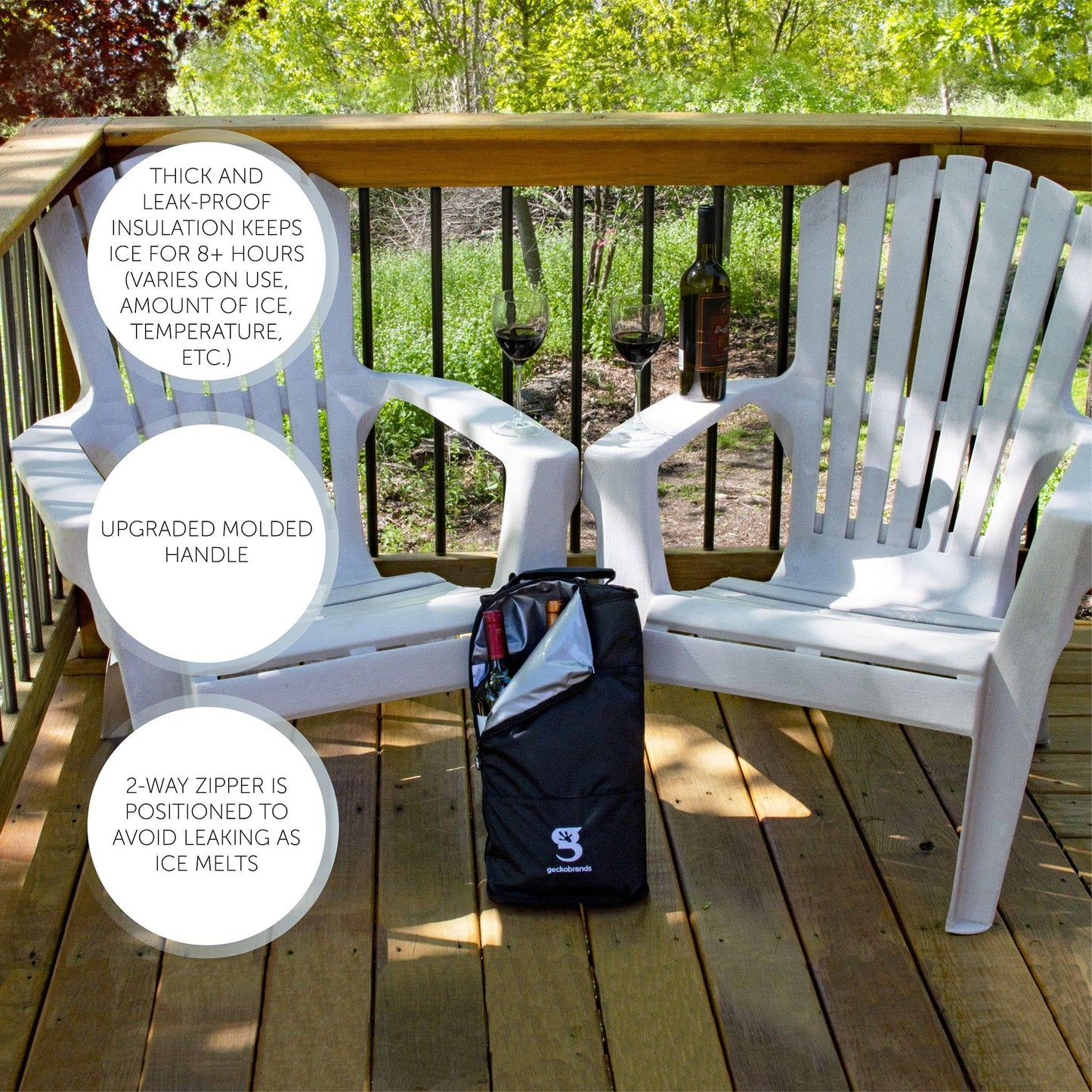 geckobrands Verticool Cooler - Insulated Portable Soft Cooler Bag with Adjustable Shoulder Strap, Holds 9 Cans or 2 Wine Bottles, Perfect for Beach, Picnics, and Outdoor Activities