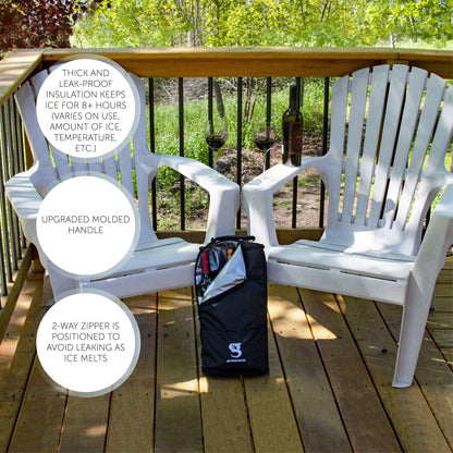 geckobrands Verticool Cooler - Insulated Portable Soft Cooler Bag with Adjustable Shoulder Strap, Holds 9 Cans or 2 Wine Bottles, Perfect for Beach, Picnics, and Outdoor Activities