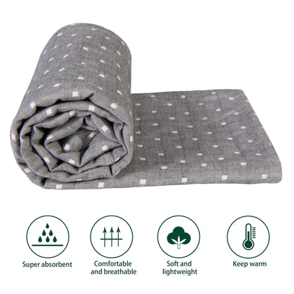 NTBAY 3 Layer Toddler Blanket, Muslin Cotton Jacquard Bed Blankets, Lightweight Thermal Baby Blanket, Super Soft and Warm Crib Blanket for All Seasons, Decoration Gift, 45"x60", Grey Dot