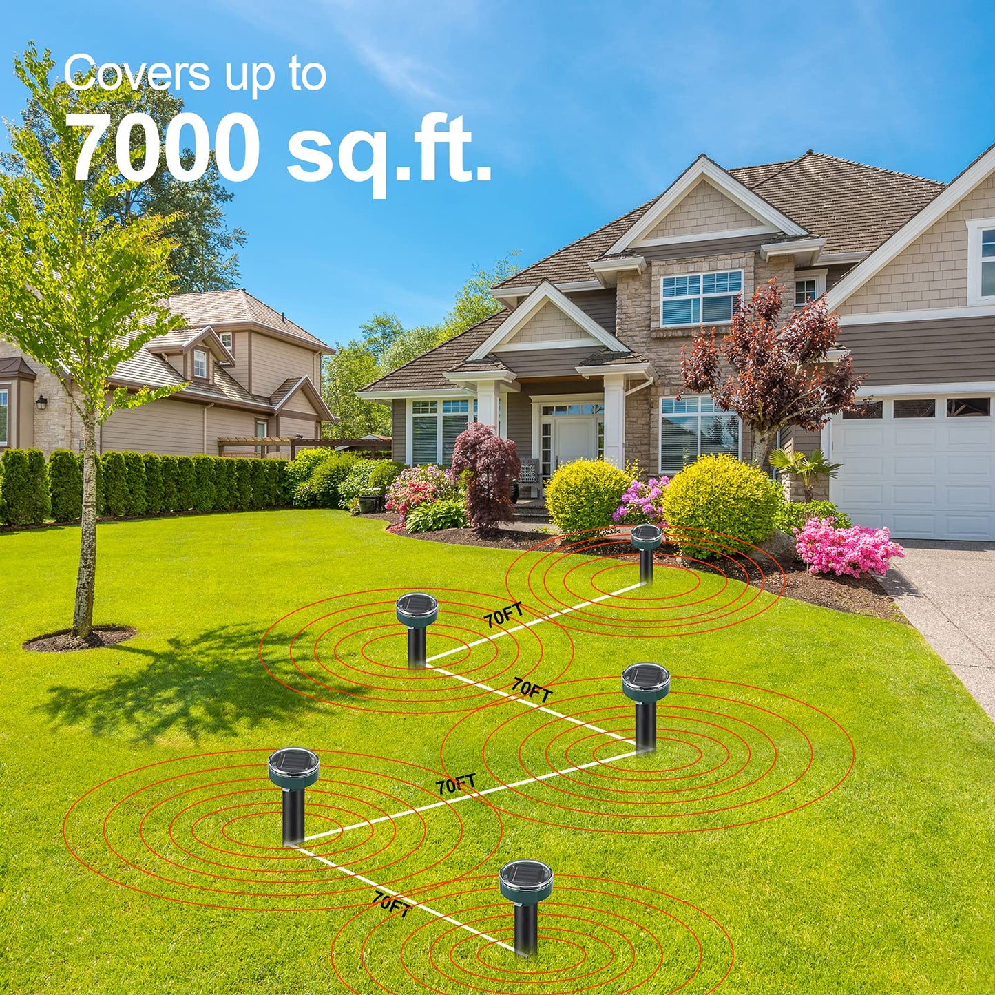 Mole Repellent Solar Powered Gopher Repellent Ultrasonic Solar Powered Sonic Mole Deterrent Stakes, Snake Groundhog Repellent for Yard, Garden, Lawn (4 Pack)