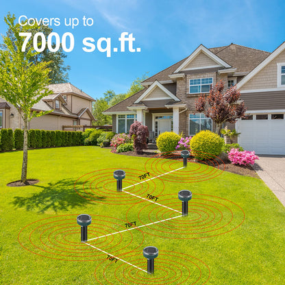 Mole Repellent Solar Powered Gopher Repellent Ultrasonic Solar Powered Sonic Mole Deterrent Stakes, Snake Groundhog Repellent for Yard, Garden, Lawn (4 Pack)