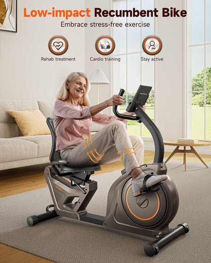 Niceday Recumbent Exercise Bike, Recumbent Bike for Home, Recumbent Stationary Bike 400LBS Weight Capacity, Magnetic Recumbent Bike with Smart APP, LCD Monitor, Heart Rate Handle