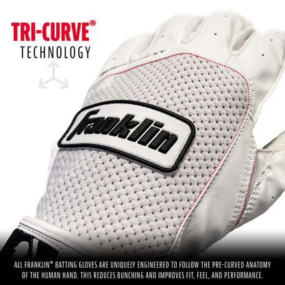 Franklin Sports Classic XT Baseball Batting Gloves Pair - White/White - Youth Large