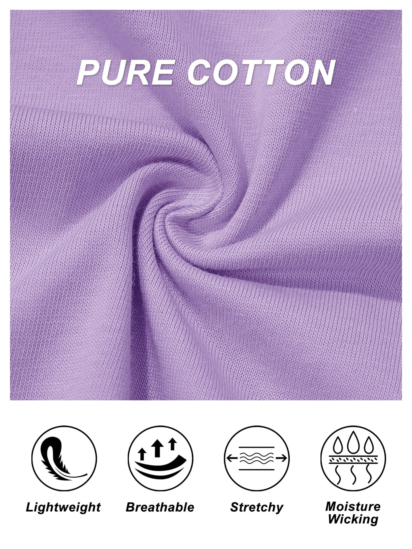 MAGCOMSEN Womens Crew Neck Shirts Short-Sleeve Casual Basic T-Shirt Classic-Fit Tops Cotton Breathable Tees, Light Purple, M