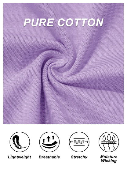 MAGCOMSEN Womens Crew Neck Shirts Short-Sleeve Casual Basic T-Shirt Classic-Fit Tops Cotton Breathable Tees, Light Purple, M