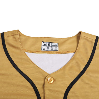 Pullonsy Men's Baseball Jersey for Women Father Mother Sports Uniform Workout Gym Fitness Outfits Fashion Custom Tops,Black Stripe Old Gold Jersey,Size 3XL