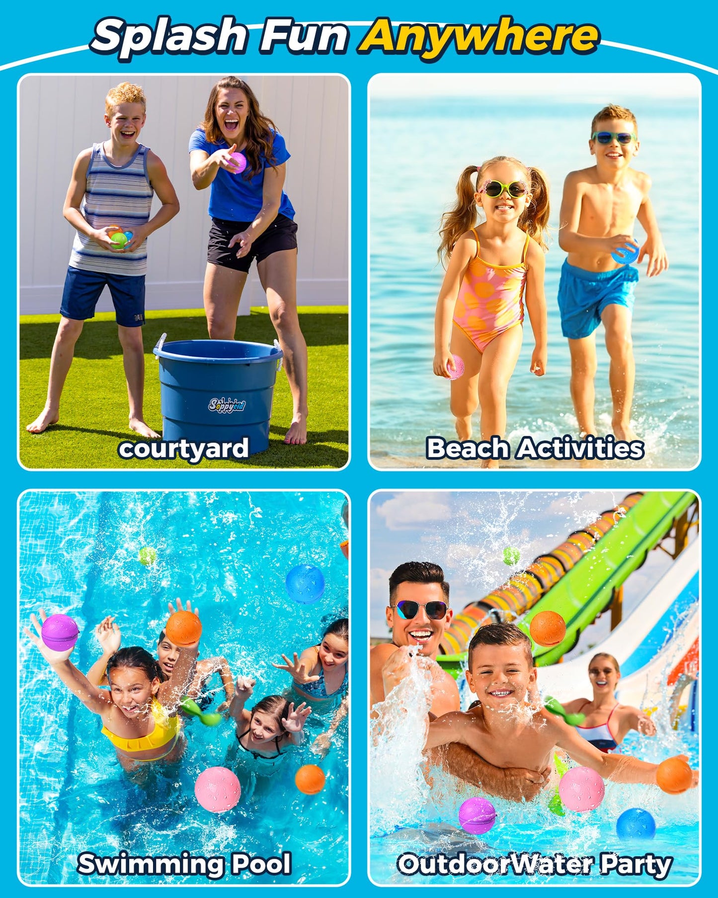 Reusable Water Bomb balloons, Summer Toy Water Toy for Boys and Girls, Pool Beach Toys for Kids ages 3-12, Outdoor Activities Water Games Toys Self Sealing Water Splash Ball for Fun(12Pack)