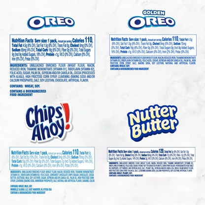 OREO Original, OREO Golden, CHIPS AHOY! & Nutter Butter Cookie Snacks Variety Pack, School Snacks, 56 Snack Packs (2 Cookies Per Pack)