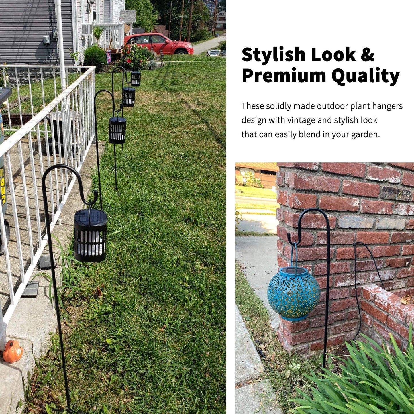 Ottsuls Bird Feeder Pole, 45 INCH Heavy Duty Shepherds Hooks for Outdoor with 5 Prong Base, Adjustable Stand Hanger for Garden Plant, Hummingbird Feeder, Lantern, Hanging Wedding Decor (1 Pack)