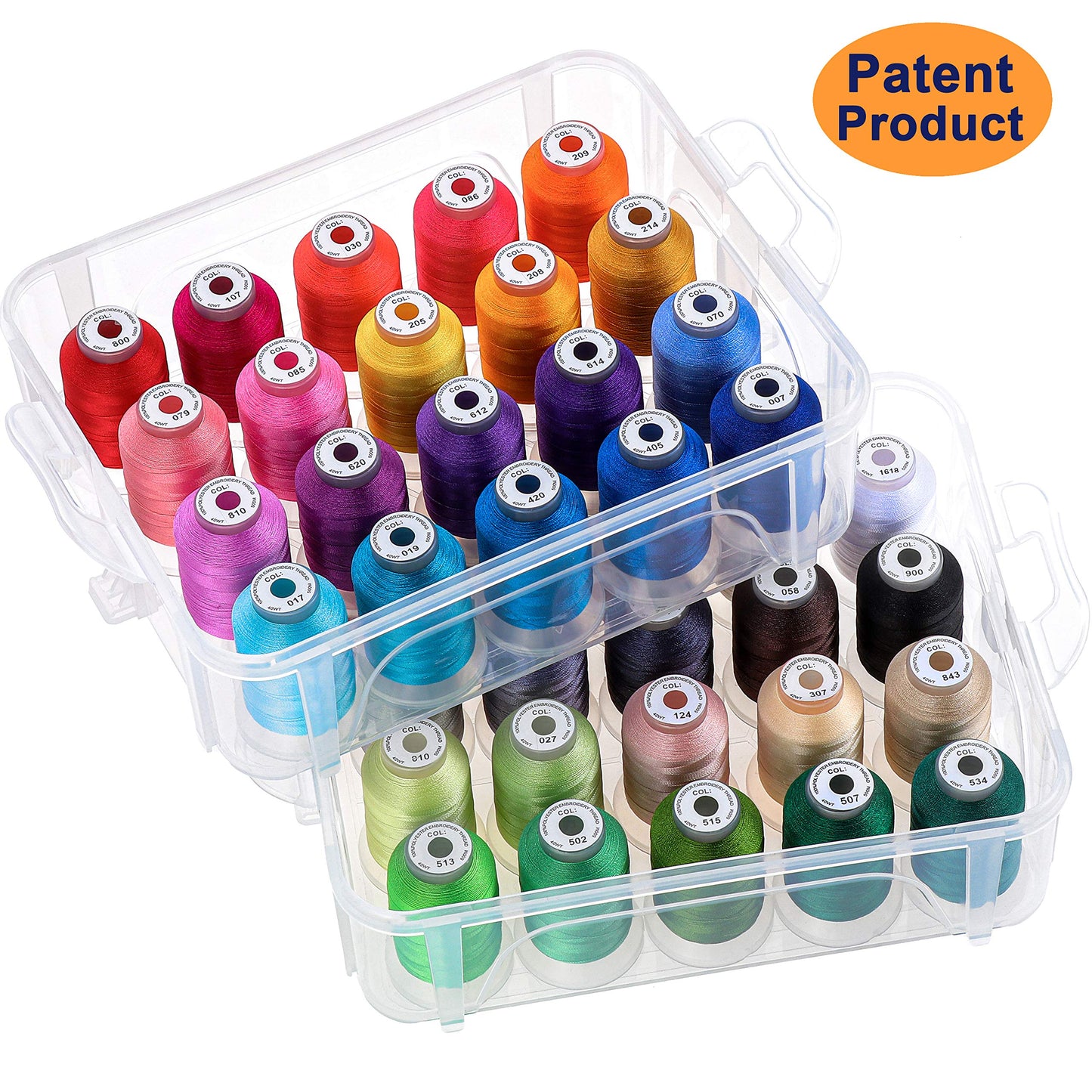 New brothread 40 Colors Compatible with Brother 500m Each Embroidery Machine Thread with Clear Plastic Storage Box for Embroidery Sewing Machine