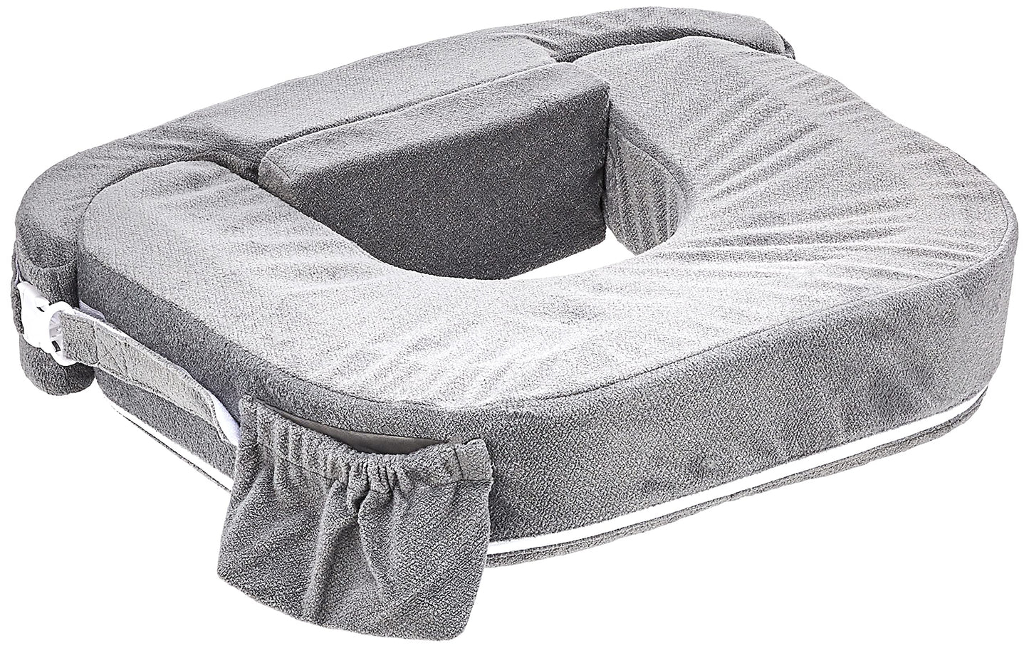 My Brest Friend Twin Nursing Pillow - Enhanced Comfort with Slipcover - Ultimate Ergonomic Support for Breastfeeding- Adjustable Strap and Silent Release Buckle with Handy Side Pocket, Evening Grey