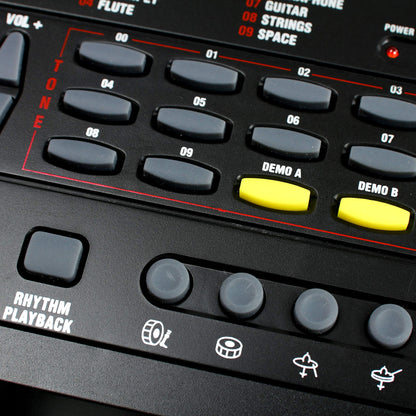 RockJam 49 Key Keyboard Piano with Power Supply, Sheet Music Stand, Piano Note Stickers & Simply Piano Lessons, Black