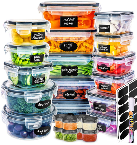 fullstar 50-Piece Plastic Food Storage Containers with Lids (24 Containers & 24 Lids) - Leakproof, BPA-Free, Meal Prep Containers, Reusable Lunch Storage Set for Kitchen Organization (Pack of 50)