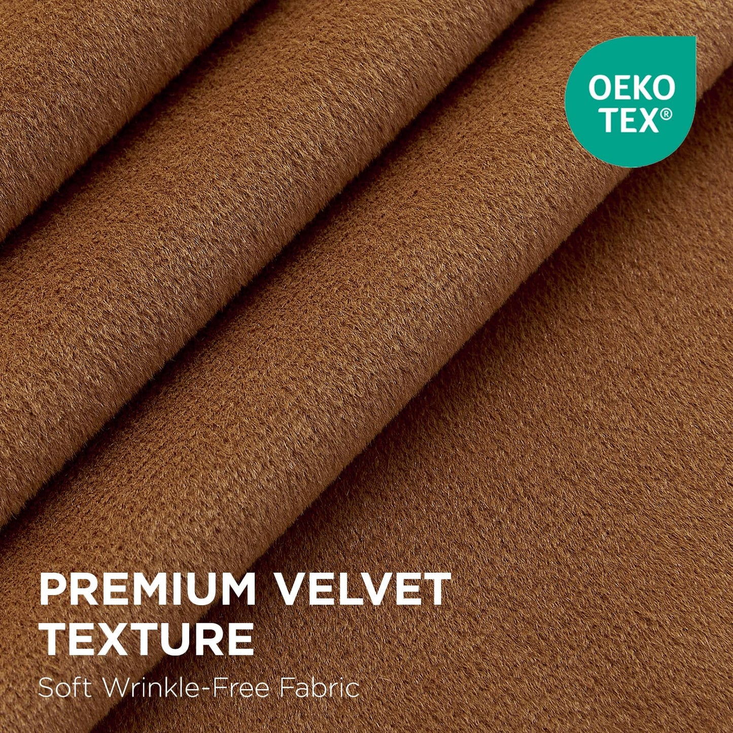 Joydeco Golden Brown 100% Blackout Curtains 90 Inch 2 Panels, Luxury Thermal Brown Velvet Curtains for Bedroom Living Room, Soundproof Blackout Window Drapes, Rod Pocket & Back Tab (52W x 90L)