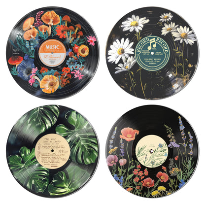 HK Studio Hippie Decor, Posters for Room Aesthetic - Botanical Wall Art, Record Decor, 4pcs 12"