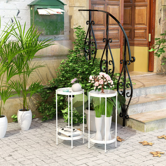 OVICAR Plant Stand Indoor Outdoor - Metal Flower Pot Holder Table Tall Potted Rack Organizer Rustproof Plant Display Shelf For Home Garden Patio Balcony Office Living Room Bathroom Corner (White)