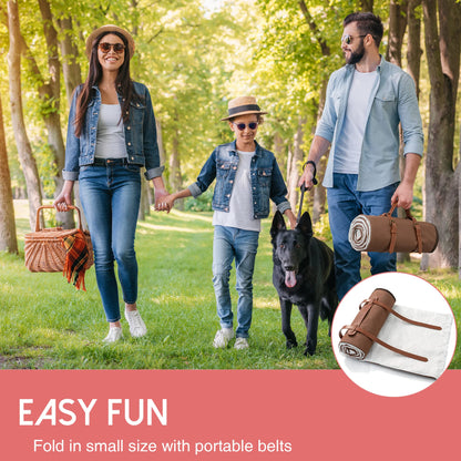 Picnic Blanket, 2 in 1 Outdoor Waterproof Throw Blanket, Large Foldable Beach Mat fit 4-6 Adults, Perfect for Yoga, Stadium , Car , Best Gift for Couple & Families