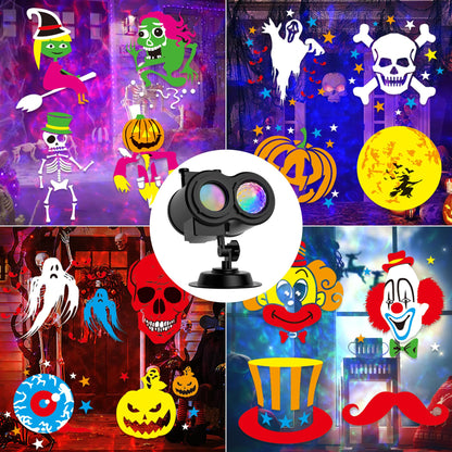 2025 Upgrade Halloween Christmas Projector Lights Outdoor, COOLWUFAN 2-in-1 Moving Patterns Landscape Lights, 30 HD Effects (3D Ocean Wave)Projection Light for Xmas Halloween Party Garden Decorations