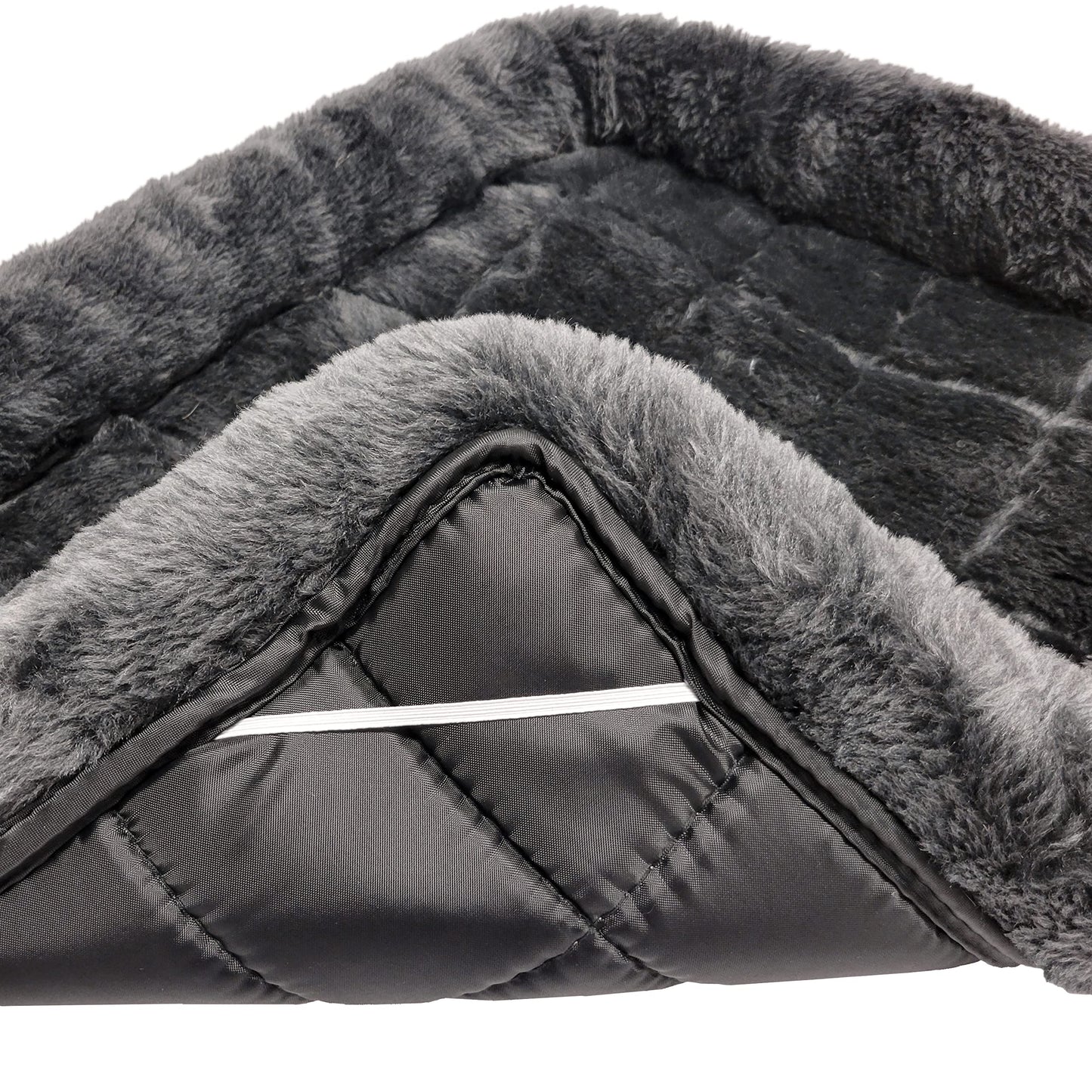 MidWest Homes for Pets QuietTime XXS Dog Bed – Gray Faux Fur Bolster, Ultra-Soft and Machine Washable, Fits 18-Inch Crates and Carriers, for Small Dogs and Cats