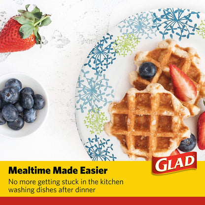 Glad Tabletop 10.25" Round Paper Plates in Blue Hydrangea; 50 Count (BB0100)