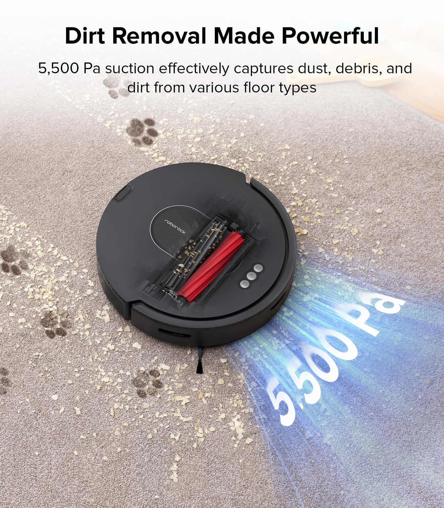 roborock Q5 Max+ Robot Vacuum with Self-Empty Dock, Upgraded from Q5+, 5500 Pa Suction, DuoRoller Brush, Hands-Free Cleaning for up to 7 Weeks, PreciSense LiDAR Navigation, App & Voice Control